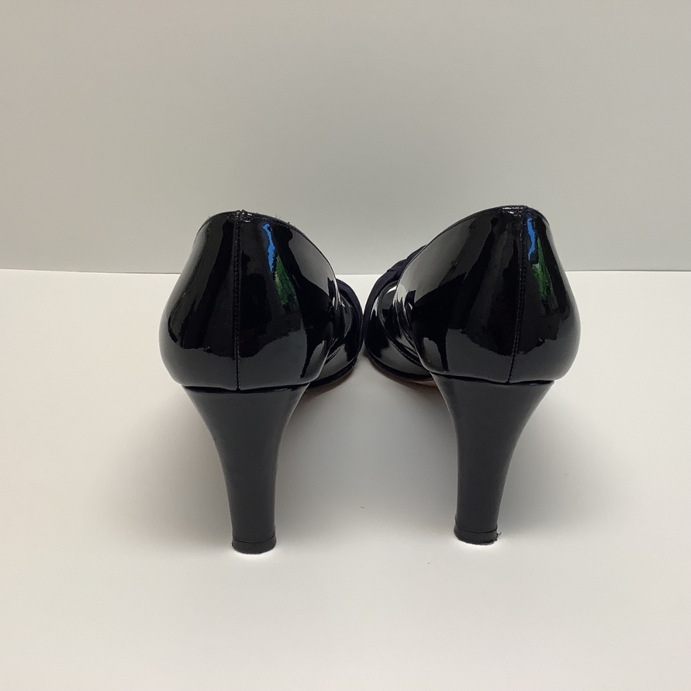 Stuart Weitzman Black Patent Leather Peep Toe Pumps Heels Size 9.5 - Picture 5 of 6